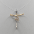 Ciondolo Croce oro 18 kt bicolore con Zirconi 2.30 gr | Gioielli Tosti