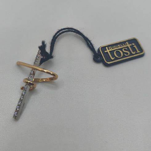 Ciondolo Croce oro 18 kt bicolore con Zirconi 2.30 gr | Gioielli Tosti