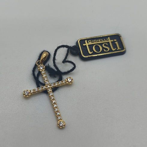 Ciondolo Croce oro 18 kt con Zirconi 2.00 gr | Gioielli Tosti