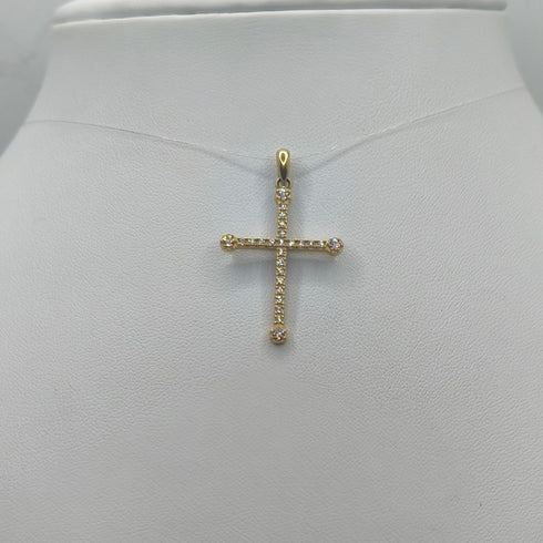Ciondolo Croce oro 18 kt con Zirconi 2.00 gr | Gioielli Tosti