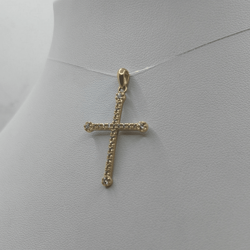 Ciondolo Croce oro 18 kt con Zirconi 2.00 gr | Gioielli Tosti