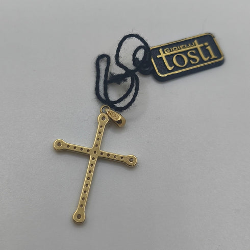 Ciondolo Croce oro 18 kt con Zirconi 2.00 gr | Gioielli Tosti