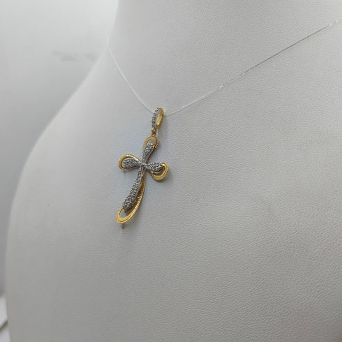 Ciondolo Croce oro 18 kt Finitura diamantata 2.20 gr | Gioielli Tosti