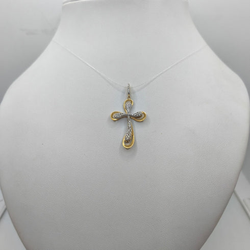 Ciondolo Croce oro 18 kt Finitura diamantata 2.20 gr | Gioielli Tosti
