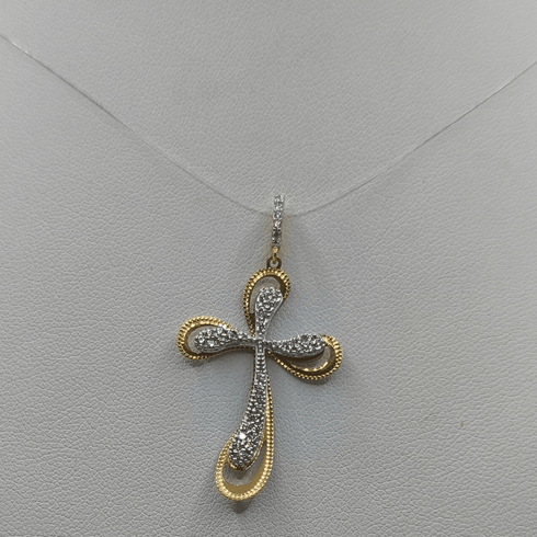 Ciondolo Croce oro 18 kt Finitura diamantata 2.20 gr | Gioielli Tosti