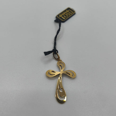 Ciondolo Croce oro 18 kt Finitura diamantata 2.20 gr | Gioielli Tosti