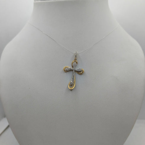 Ciondolo Croce oro 18 kt Finitura diamantata 2.20 gr | Gioielli Tosti