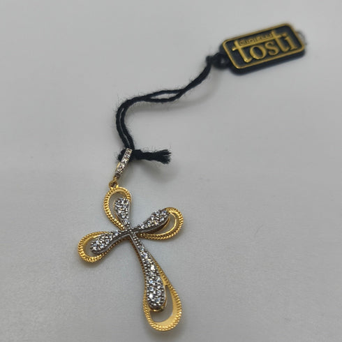 Ciondolo Croce oro 18 kt Finitura diamantata 2.20 gr | Gioielli Tosti