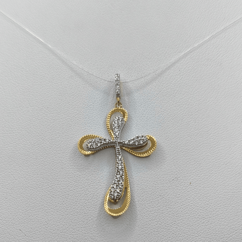 Ciondolo Croce oro 18 kt Finitura diamantata 2.20 gr | Gioielli Tosti