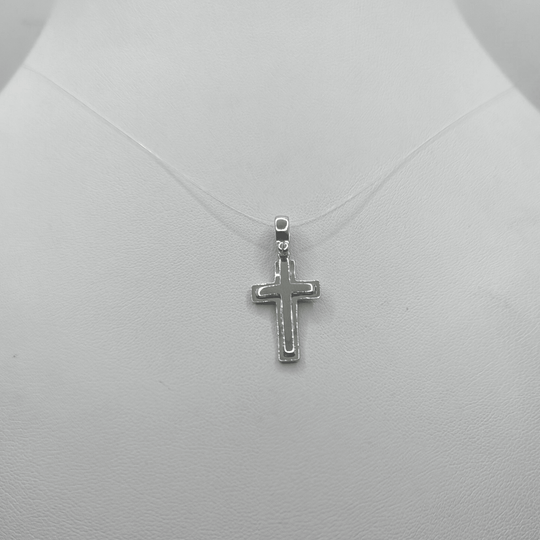 Ciondolo Croce Oro 18k Bianco Bombato Minimalista 2,00 gr | Gioielli Tosti — Vista dettaglio prodotto originale