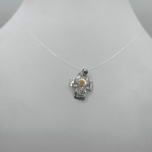 Ciondolo Croce Oro 18k Bianco e Giallo Piccolo 1,10 gr | Gioielli Tosti