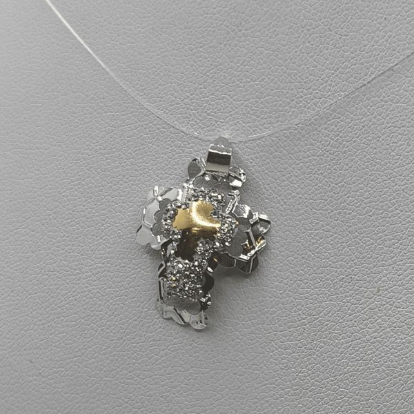 Ciondolo Croce Oro 18k Bianco e Giallo Piccolo 1,10 gr | Gioielli Tosti
