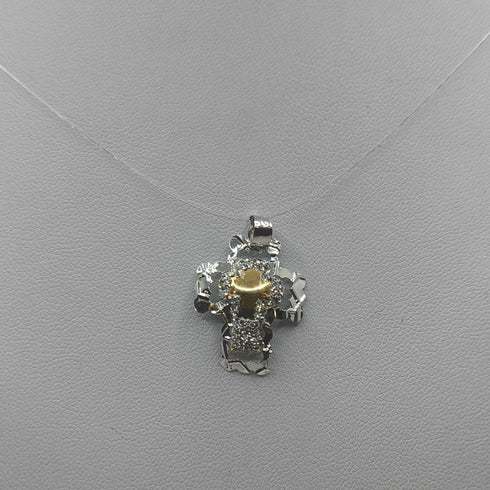 Ciondolo Croce Oro 18k Bianco e Giallo Piccolo 1,10 gr | Gioielli Tosti