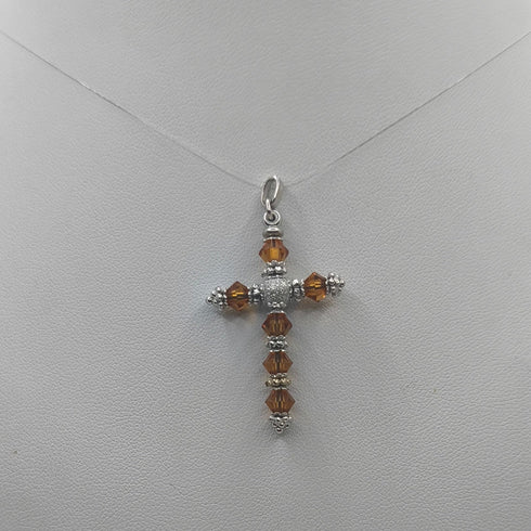 Ciondolo Croce Oro 18k con Topazio Giallo Stile Vintage 3,60 gr | Gioielli Tosti