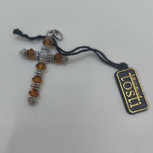 Ciondolo Croce Oro 18k con Topazio Giallo Stile Vintage 3,60 gr | Gioielli Tosti