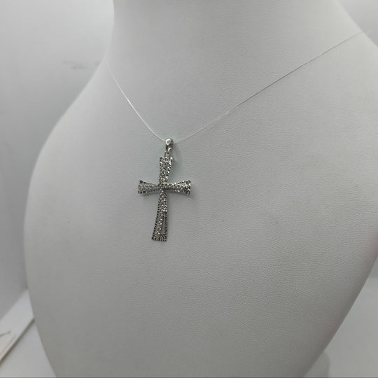 Ciondolo Croce Oro 18k con Zirconi Bianchi Traforata 2,70 gr | Gioielli Tosti — Vista dettaglio prodotto originale