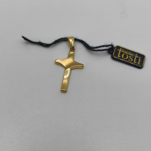 Ciondolo Croce oro 18k giallo Lucida e Satinata 1.70 gr | Gioielli Tosti