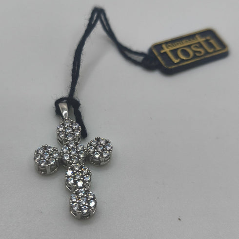Ciondolo Croce oro 18k per ragazza con Zirconi 3.10 gr | Gioielli Tosti