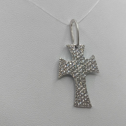 Ciondolo Tao Croce Oro 18k Bianco con Zirconi 4,00 gr | Gioielli Tosti