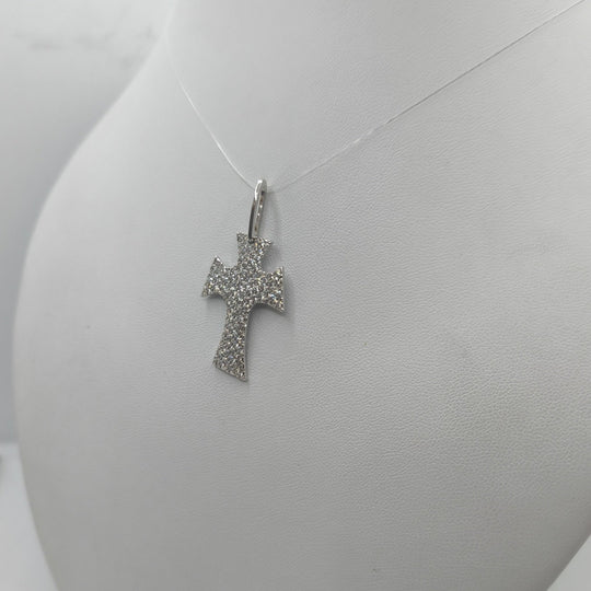 Ciondolo Tao Croce Oro 18k Bianco con Zirconi 4,00 gr | Gioielli Tosti — Vista dettaglio prodotto originale
