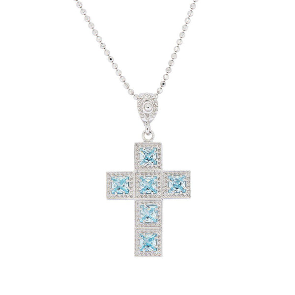 Collana Croce Argento 925 Zirconi Azzurri Michele Affidato CL-TY-000582 | Gioielli Tosti