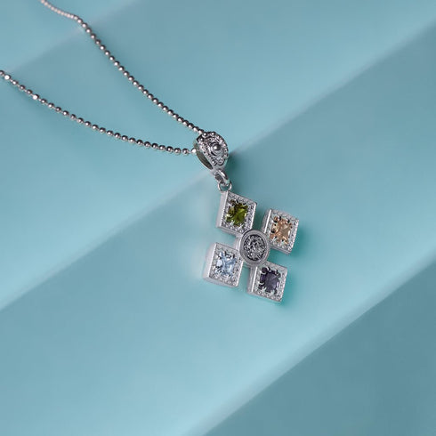 Collana Croce Argento 925 Zirconi Multicolor Michele Affidato CL-TY-000570 | Gioielli Tosti