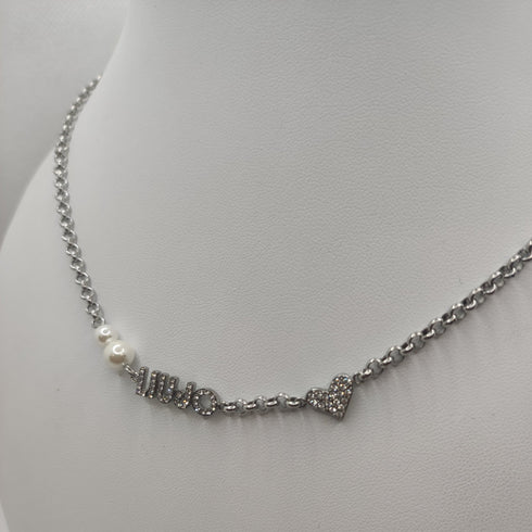 Collana Liu Jo LJ1689 acciaio con perla e cuore con cristalli | Gioiellitosti.it