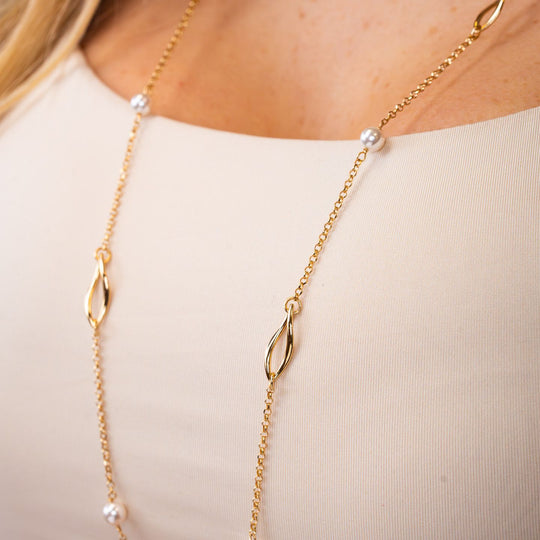 Collana Lunga Boccadamo XGR763D Dorata con Perle | Gioielli Tosti — Vista dettaglio prodotto originale