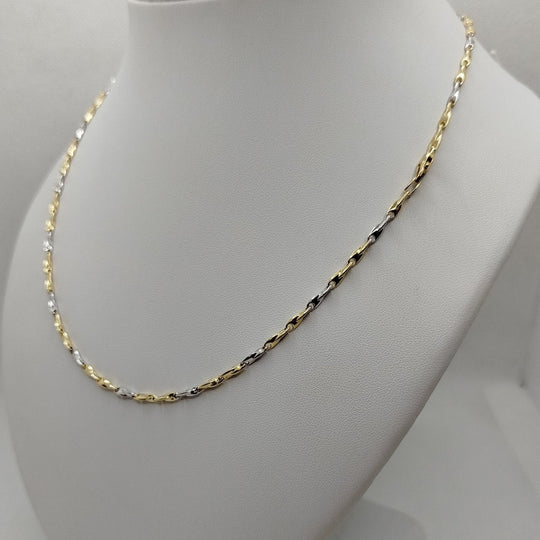 Collana oro 18k Unisex maglia tubolare bicolore 48 cm 8.90 gr | Gioiellitosti.it — Vista dettaglio prodotto originale