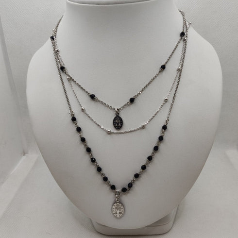 Collana Rosario 3 fili onice e cristalli Swarovski Boccadamo XGR309 | Gioiellitosti.it