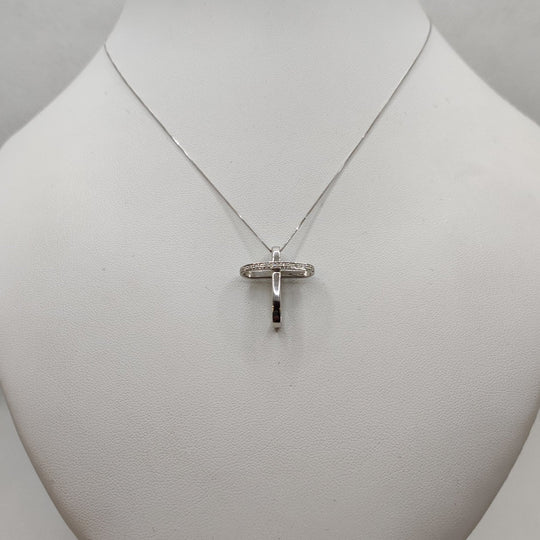 Croce con diamanti e Collana oro 18k bianco | Gioiellitosti.it — Product detail view