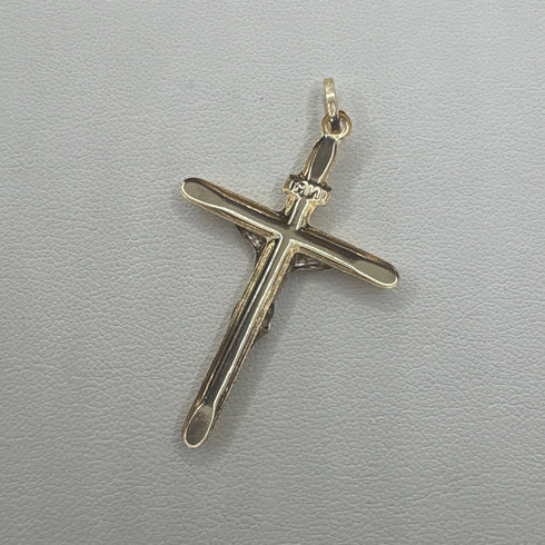 Crocifisso in oro bianco e giallo 18k forma a rilievo 1.4 gr | Gioielli Tosti