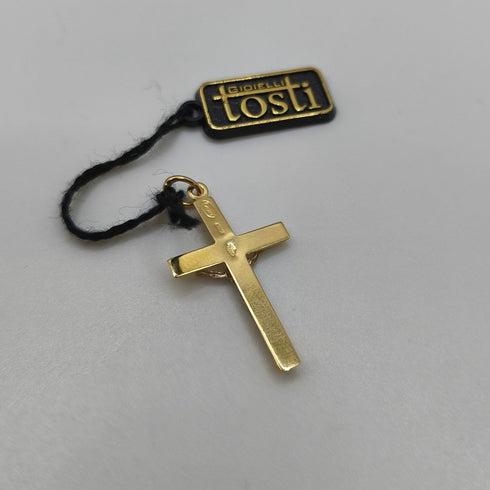 Crocifisso oro 18 kt Bicolore Cristo in rilievo 1.25 gr | Gioielli Tosti