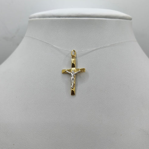 Crocifisso oro 18 kt Bicolore Cristo in rilievo 1.25 gr | Gioielli Tosti