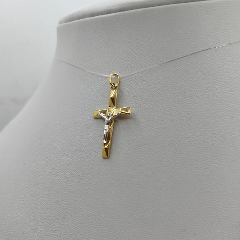 Crocifisso oro 18 kt Bicolore Cristo in rilievo 1.25 gr | Gioielli Tosti