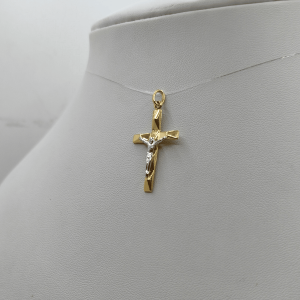 Crocifisso oro 18 kt Bicolore Cristo in rilievo 1.25 gr | Gioielli Tosti