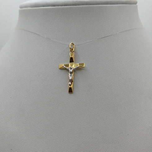 Crocifisso oro 18 kt Bicolore Cristo in rilievo 1.25 gr | Gioielli Tosti