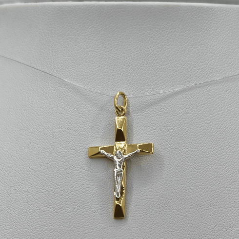 Crocifisso oro 18 kt Bicolore Cristo in rilievo 1.25 gr | Gioielli Tosti