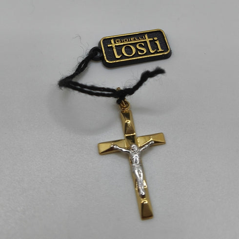 Crocifisso oro 18 kt Bicolore Cristo in rilievo 1.25 gr | Gioielli Tosti