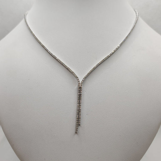 Girocollo Collana tennis e diamanti oro 18k bianco | Gioiellitosti.it — Product detail view