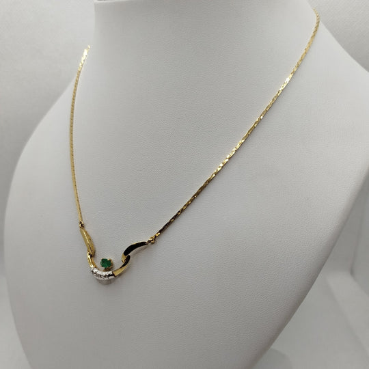 Girocollo oro 18k con pendente smeraldo e diamanti 44 cm 10 Gr | Gioiellitosti.it — Product detail view
