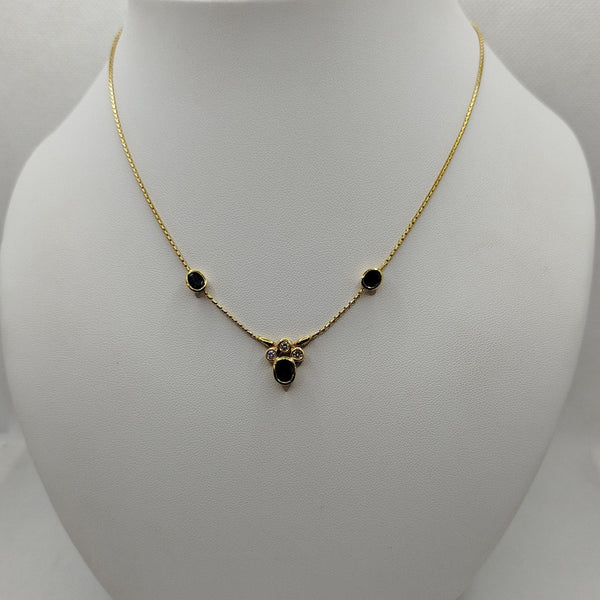 Girocollo oro 18k con pendente Zaffiro blu e Diamanti 43 cm 9 Gr | Gioiellitosti.it