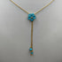 Girocollo oro 18k pendente turchese forma fiore 44.5 cm 4.70 gr | Gioiellitosti.it