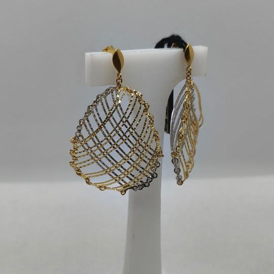 Orecchini pendenti traforati oro 18k 2 colori 6.70 gr | Gioiellitosti.it — Vista dettaglio prodotto originale