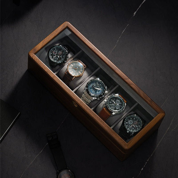 Porta Orologi in legno Noce 5 Unità | Gioiellitosti.it