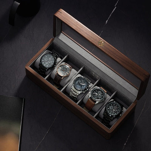 Porta Orologi in legno Noce 5 Unità | Gioiellitosti.it
