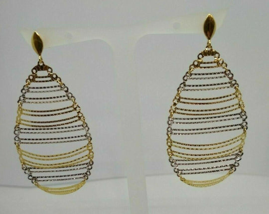 Orecchini oro 18 kt pendenti a goccia 2 colori 5,50 gr | Gioiellitosti.it — Vista dettaglio prodotto originale