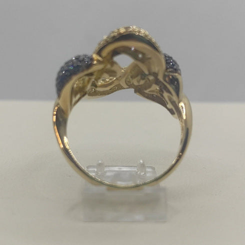 Anello oro 18 kt donna 2 colori oro con pietre 8,80 gr | Gioiellitosti.it