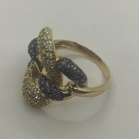 Anello oro 18 kt donna 2 colori oro con pietre 8,80 gr | Gioiellitosti.it