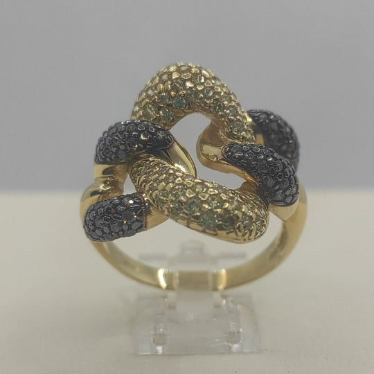 Anello oro 18 kt donna 2 colori oro con pietre 8,80 gr | Gioiellitosti.it — Product detail view